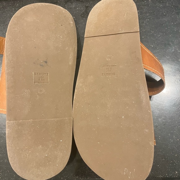 SCHUTZ Enola Brown Sandals with Gold Accents - Picture 3 of 4